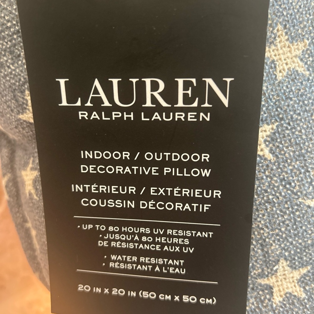 LAUREN RALPH LAUREN Indoor Outdoor American USA Flag Throw Pillow 20x20” July 4 - Picture 2 of 5